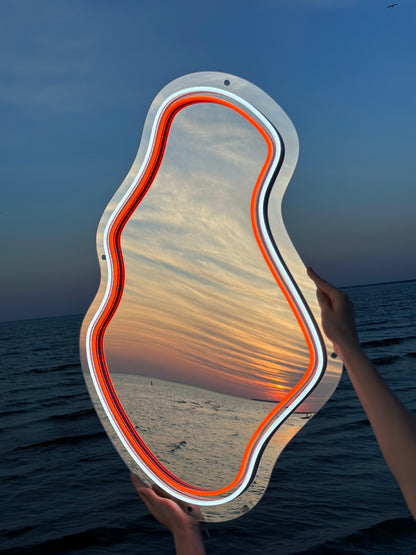 "Waves" Asymmetrical Neon Mirror