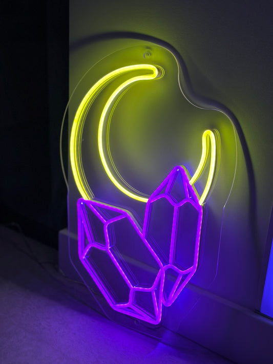 "Moon And Crystals" Neon LED Sign