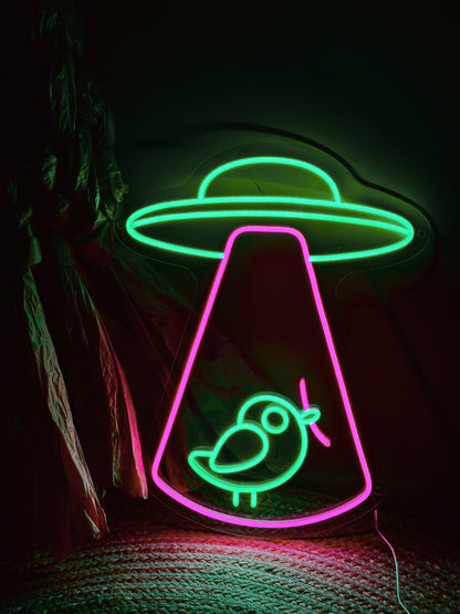 "UFO Bird" Neon LED Sign