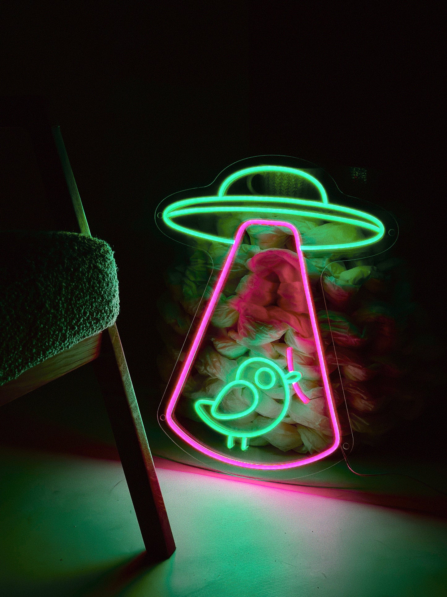 "UFO Bird" Neon LED Sign