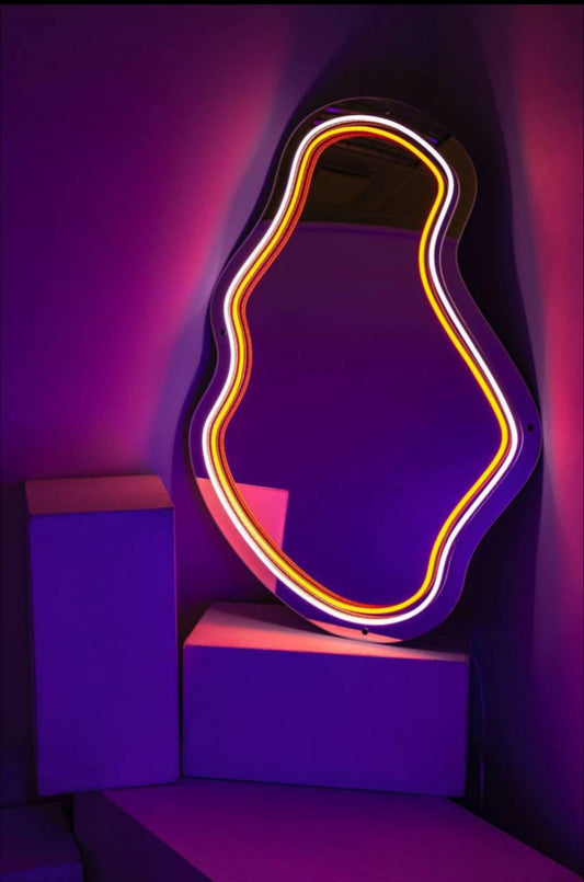 "Waves" Asymmetrical Neon Mirror